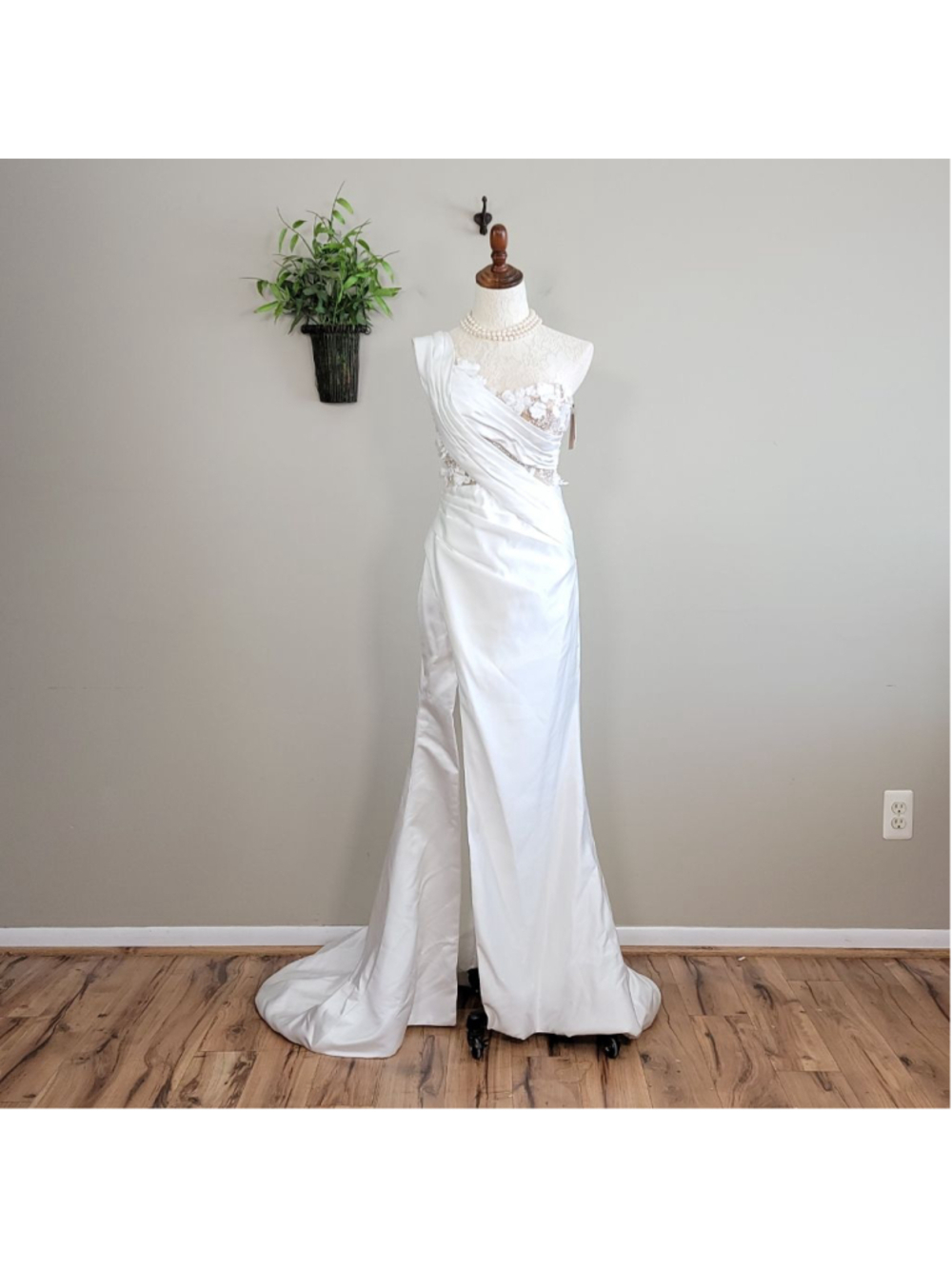 NEW Missacc One Shoulder Illusion Corset 3D Floral Sequin Beaded Wedding Dress 2 - Picture 3 of 16